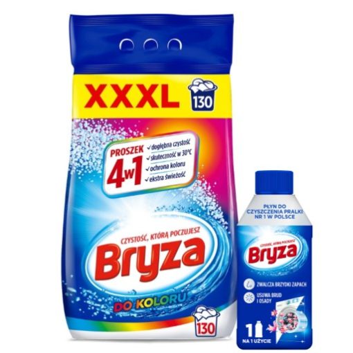 Bryza 4w1 Proszek do Prania Kolor 8,45kg 130 prań + Gratis - obrazek 1